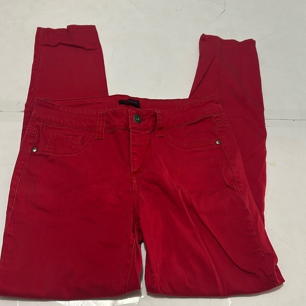 Glo Jeans Bright Red Large Jeggings Casual Skinny Plain